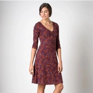 Toad&Co Rosalinda A-Line Purple & Red Dress Women’s Large Organic Cotton Blend